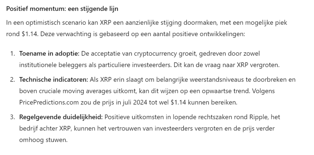 XRP voorspelling 1 ChatGPT