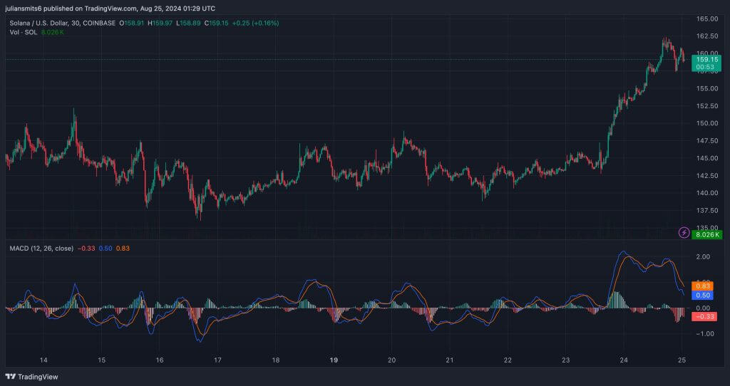 solana macd grafiek augustus2024