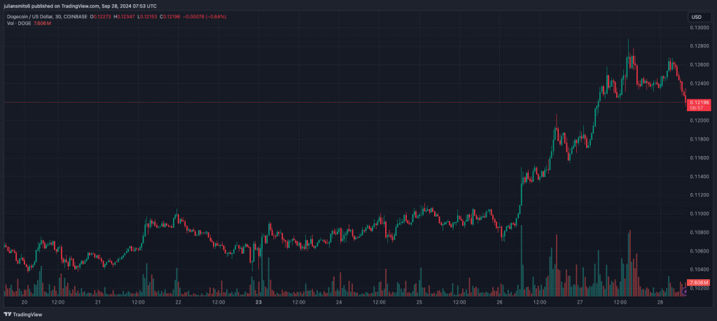 Doegecoin koersgrafiek september2024