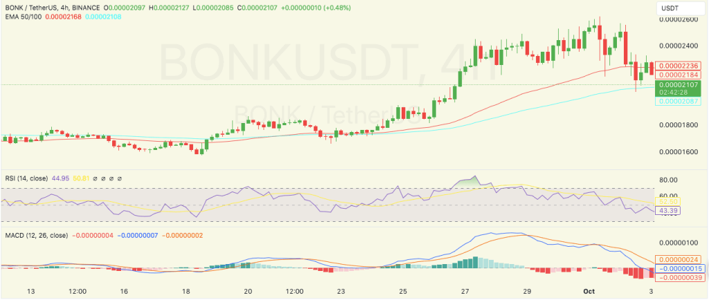 BONK Kursdiagramm Oktober 2024