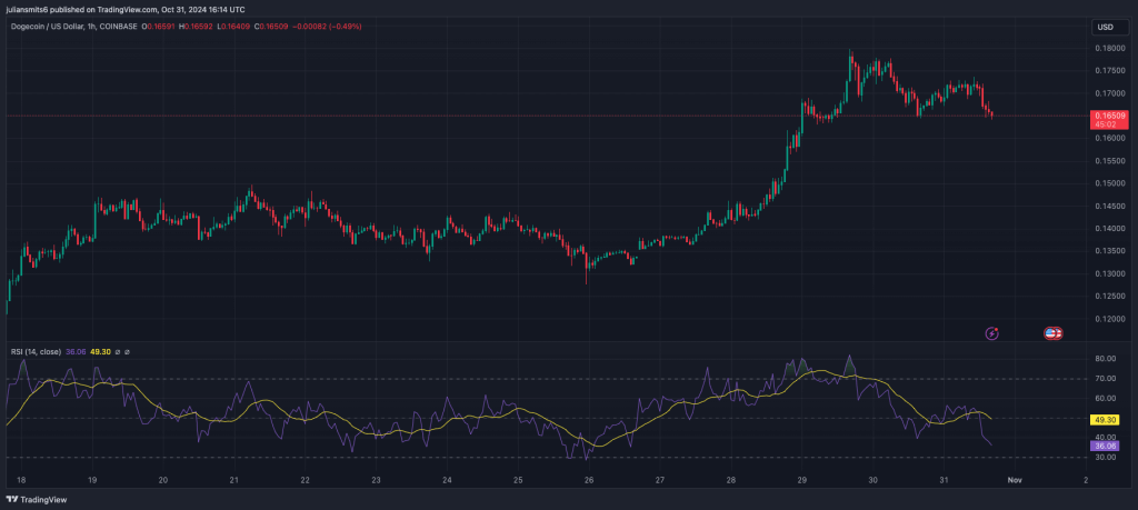 Dogecoin Kursgrafik Oktober 2024