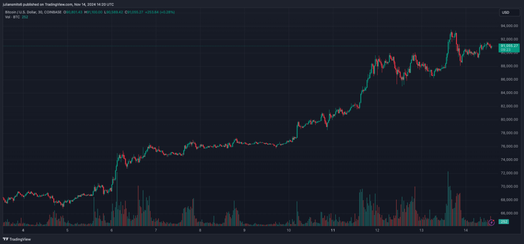 Bitcoin koersgrafiek november2024