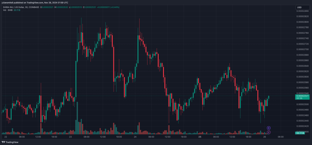 Shiba Inu Kursgrafik 26. November 2024
