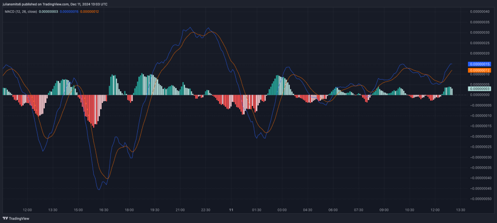 SHIB Kursdiagramm MACD Dezember 2024