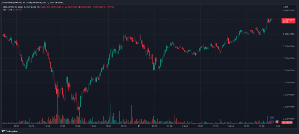SHIB Kursdiagramm Dezember 2024