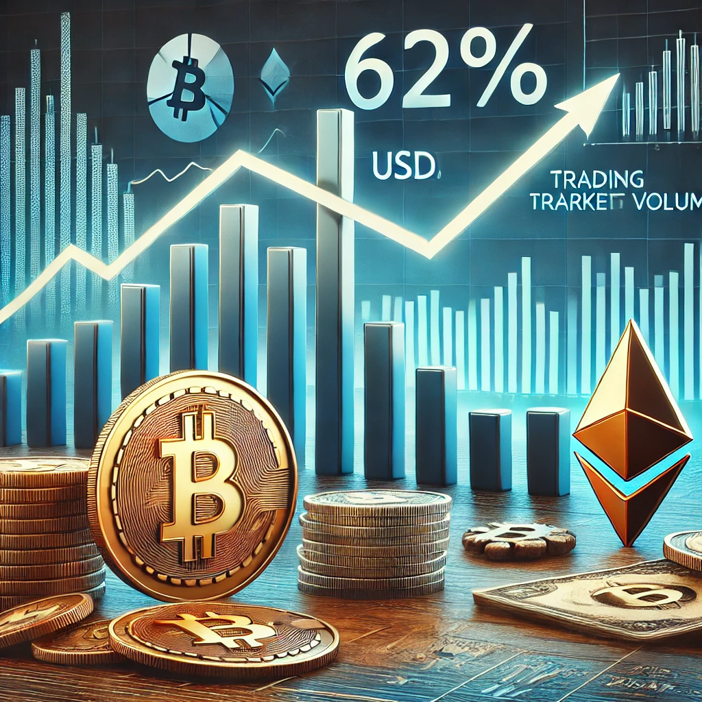 Crypto handelsvolume daalt met 62% ondanks herstel marktkapitalisatie